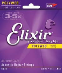 Elixir Strings Acoustic Guitar Strings, 6 String, Light POLYWEB Coating Elixir Strings Acoustic Guitar Strings, 6 String, Light POLYWEB Coating