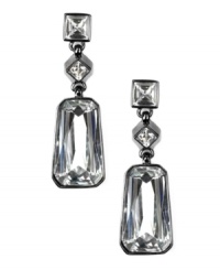 Stylishly shaped. A distinctive rectangular silhouette stands out on these shimmering crystal-embellished drop earrings from Givenchy. Crafted in hematite tone mixed metal, they'll be an alluring addition to your evening look. Approximate drop: 1-1/4 inches. Stylishly shaped. A distinctive rectangular silhouette stands out on these shimmering crystal-embellished drop earrings from Givenchy. Crafted in hematite tone mixed metal, they'll be an alluring addition to your evening look. Approximate drop: 1-1/4 inches.