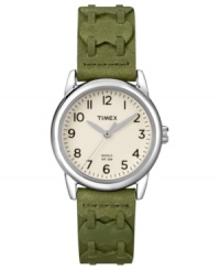 Lace up and go with this chic leather watch from Timex. Lace up and go with this chic leather watch from Timex.