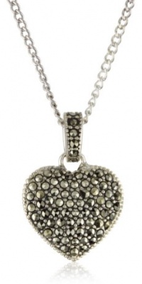 Judith Jack Sterling Silver Marcasite and Crystal Pave Reversible Heart Pentant Necklace, 16 Judith Jack Sterling Silver Marcasite and Crystal Pave Reversible Heart Pentant Necklace, 16