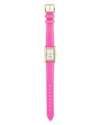 C'mon get strappy with kate spade new york's leather banded watch. The smooth style showcases the label's signature love of color--it's totally tickled pink.