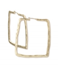 A modern spin on a timeless classic. Chic earrings by RACHEL Rachel Roy feature a square-shaped hoop design crafted in worn gold tone mixed metal. Approximate diameter: 1-1/4 inches. A modern spin on a timeless classic. Chic earrings by RACHEL Rachel Roy feature a square-shaped hoop design crafted in worn gold tone mixed metal. Approximate diameter: 1-1/4 inches.