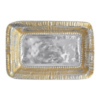 Sparkling starbright silver and lustrous dawn's gold highlight the striking textural patterns of this handcrafted dish from Mariposa. Sparkling starbright silver and lustrous dawn's gold highlight the striking textural patterns of this handcrafted dish from Mariposa.
