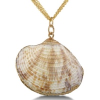 24kt Dipped Natural Seashell Pendant on Triple Strand Necklace 24kt Dipped Natural Seashell Pendant on Triple Strand Necklace