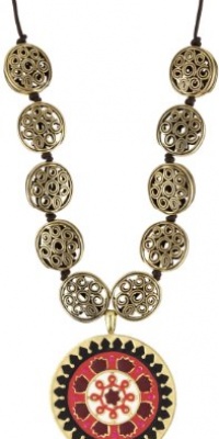 Lucky Brand Gypsy Soul Gold-Tone Red Enamel Pendant Necklace Lucky Brand Gypsy Soul Gold-Tone Red Enamel Pendant Necklace