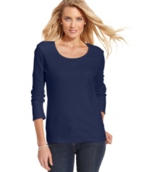 Comfy style at a cool price - get the look with Karen Scott's cotton top. Comfy style at a cool price - get the look with Karen Scott's cotton top.