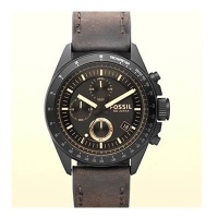 Fossil CH2804 Matte Black/Amber Face With Brown Band Fossil CH2804 Matte Black/Amber Face With Brown Band