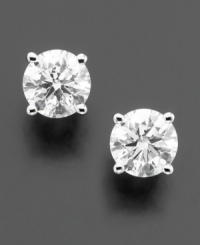 Diamond studs are a simple and timeless essential every lady should own. Earrings feature sparkling round-cut diamond (1/3 ct. t.w.) in a polished 18k white gold setting. IGI Certified diamonds.