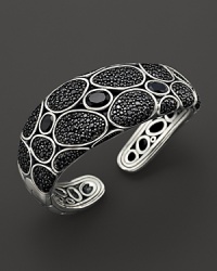 Rich black chalcedony and glittering black sapphire pavé add stunning beauty to pebbled sterling silver. From the John Hardy Kali Pebble collection. Rich black chalcedony and glittering black sapphire pavé add stunning beauty to pebbled sterling silver. From the John Hardy Kali Pebble collection.