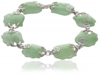 Sterling Silver, Green Jade Lucky Elephant Bracelet, 7.25 Sterling Silver, Green Jade Lucky Elephant Bracelet, 7.25