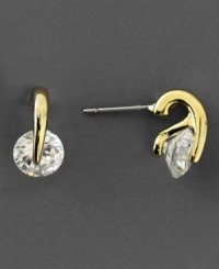 Stunning crystal accents are suspended from a goldtone mixed metal setting on these beautiful Givenchy earrings. Approximate drop: 1/2 inch. Stunning crystal accents are suspended from a goldtone mixed metal setting on these beautiful Givenchy earrings. Approximate drop: 1/2 inch.