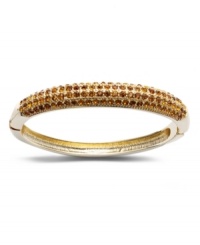 Chic combination. Golden brown topaz-hued pave glass accents complement the gold tone mixed metal setting on this beautiful bangle bracelet from Charter Club. Approximate diameter: 2-1/2 inches. Chic combination. Golden brown topaz-hued pave glass accents complement the gold tone mixed metal setting on this beautiful bangle bracelet from Charter Club. Approximate diameter: 2-1/2 inches.