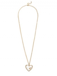 GUESS Enamel Logo Heart Pendant Necklace, WHITE