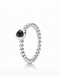 A sterling silver beaded band perfectly complements a bezel-set onyx cabochon. Wear this striking ring on its own, or stacked with other PANDORA pieces. A sterling silver beaded band perfectly complements a bezel-set onyx cabochon. Wear this striking ring on its own, or stacked with other PANDORA pieces.
