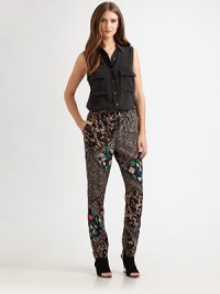 An eclectic patchwork print highlights this tapered silhouette styled with a comfortable drawstring waist.Elastic waistbandTapered legPull-on styleInseam, about 3055% viscose/45% rayonMachine washImportedModel shown is 5'10 (177cm) wearing US size 4. An eclectic patchwork print highlights this tapered silhouette styled with a comfortable drawstring waist.Elastic waistbandTapered legPull-on styleInseam, about 3055% viscose/45% rayonMachine washImportedModel shown is 5'10 (177cm) wearing US size 4.