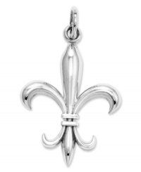 Fashion for the Francophile. This pretty Fleur de Lis charm features a solid, polished design in 14k white gold. Chain not included. Approximate length: 1-1/5 inches. Approximate width: 3/5 inch. Fashion for the Francophile. This pretty Fleur de Lis charm features a solid, polished design in 14k white gold. Chain not included. Approximate length: 1-1/5 inches. Approximate width: 3/5 inch.