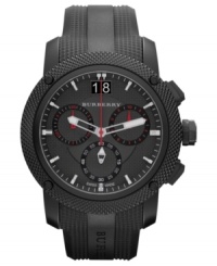 Burberry blacks out imperfections on this luxury chronograph timepiece. Burberry blacks out imperfections on this luxury chronograph timepiece.