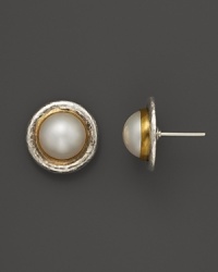 Cultured pearl stud earrings in sterling silver and 24K gold. From Gurhan. Cultured pearl stud earrings in sterling silver and 24K gold. From Gurhan.