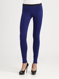 Soft, stretch-knit leggings styled with front piped seams for a sleek, tailored finish.Elastic waistbandPull-on styleRise, about 8Inseam, about 3194% viscose/6% elastaneDry cleanMade in USA of Italian fabricModel shown is 5'9½ (176cm) wearing US size Small. Soft, stretch-knit leggings styled with front piped seams for a sleek, tailored finish.Elastic waistbandPull-on styleRise, about 8Inseam, about 3194% viscose/6% elastaneDry cleanMade in USA of Italian fabricModel shown is 5'9½ (176cm) wearing US size Small.