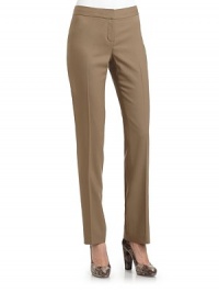 THE LOOKNarrow waistbandFront zipperDual back slit pocketsTHE FITInseam, about 42THE MATERIAL98% virgin wool/2% elastaneCARE & ORIGINDry cleanImportedModel shown is 5'11 (180cm) wearing US size 4. THE LOOKNarrow waistbandFront zipperDual back slit pocketsTHE FITInseam, about 42THE MATERIAL98% virgin wool/2% elastaneCARE & ORIGINDry cleanImportedModel shown is 5'11 (180cm) wearing US size 4.
