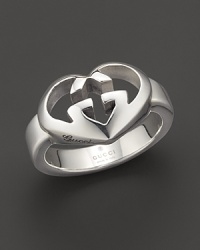 From the Love Britt collection, a beautifully-crafted sterling silver heart ring, engraved with GG signature. Designed by Gucci. From the Love Britt collection, a beautifully-crafted sterling silver heart ring, engraved with GG signature. Designed by Gucci.