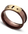 This band ring from Fossil is the key to your new look. Crafted in brown ion-plated stainless steel with a rose-gold tone keyhole accent. Size 7.