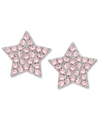 Wish upon a star. CRISLU's children's earrings are embellished with shimmering pink cubic zirconias (1/8 ct. t.w.) and set in platinum over sterling silver. Approximate diameter: 1/3 inch. Wish upon a star. CRISLU's children's earrings are embellished with shimmering pink cubic zirconias (1/8 ct. t.w.) and set in platinum over sterling silver. Approximate diameter: 1/3 inch.