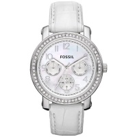 Fossil Women's ES2980 Leather Crocodile Analog with White Dial Watch Fossil Women's ES2980 Leather Crocodile Analog with White Dial Watch