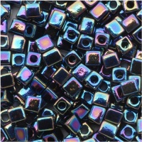 Miyuki 4mm Glass Cube Beads Opaque Black AB #401R 10 Grams Miyuki 4mm Glass Cube Beads Opaque Black AB #401R 10 Grams