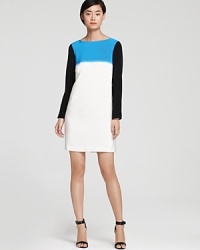 Artfully color blocked, this silk Tibi dress makes a chic statement at the office, and effortlessly transitions to cocktails and dinner. Artfully color blocked, this silk Tibi dress makes a chic statement at the office, and effortlessly transitions to cocktails and dinner.