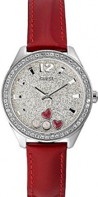 GUESS U0117L2 Red Glitter Heart Watch