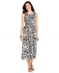 This printed midi dress from Elementz is a must-have for summer. A smocked bodice gives it a flattering shape, while lightweight fabric keeps it cool and breezy. This printed midi dress from Elementz is a must-have for summer. A smocked bodice gives it a flattering shape, while lightweight fabric keeps it cool and breezy.