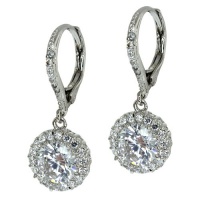 2.50 Ct Stunning Round White Cubic Zirconia CZ Earrings 1 Inch 2.50 Ct Stunning Round White Cubic Zirconia CZ Earrings 1 Inch