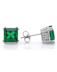 Cut in a graphic shape, Crislu's faceted emerald-colored cubic zirconia earrings showcase the bold beauty of these gems. Wear these studs to give every look a flash of color. Cut in a graphic shape, Crislu's faceted emerald-colored cubic zirconia earrings showcase the bold beauty of these gems. Wear these studs to give every look a flash of color.