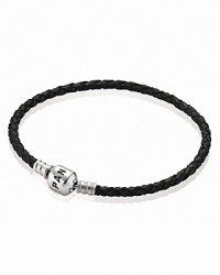 Charms and clips shine against PANDORA's leather single wrap bracelet. A sterling silver signature clasp lends an added touch of luxe. Charms and clips shine against PANDORA's leather single wrap bracelet. A sterling silver signature clasp lends an added touch of luxe.
