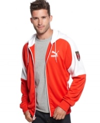 Stand out even when you go casual with this sharp hooded jacket from Puma. Stand out even when you go casual with this sharp hooded jacket from Puma.
