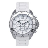 Michael Kors Women's Stainless Steel Case Quartz Chronograph White Dial White Silicone Strap Date Display MK8210 Michael Kors Women's Stainless Steel Case Quartz Chronograph White Dial White Silicone Strap Date Display MK8210