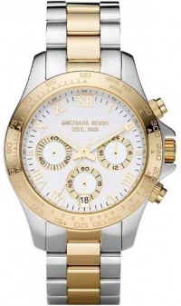 Michael Kors Chronograph Two Tone Stainless Steel White Dial Women's Bracelet... Michael Kors Chronograph Two Tone Stainless Steel White Dial Women's Bracelet...