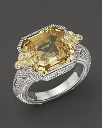 From Judith Ripka's Estate collection comes this Ascher cut ring, showcasing a brilliant canary crystal. From Judith Ripka's Estate collection comes this Ascher cut ring, showcasing a brilliant canary crystal.
