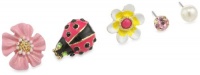 Betsey Johnson Ladybug and Flower 5-Stud Earrings Set Betsey Johnson Ladybug and Flower 5-Stud Earrings Set