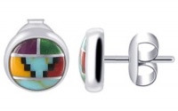 Sterling Silver 8mm Round Turquoise Coral Stud Earrings Sterling Silver 8mm Round Turquoise Coral Stud Earrings
