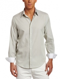 Perry Ellis Men's Long Sleeve Dobby Textured Woven Shirt