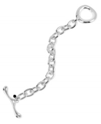 Go for an understated, yet stylish look with the link bracelet from Robert Lee Morris. It's crafted from silver-tone mixed metal and features a toggle closure. Approximate length: 7-1/2 inches. Go for an understated, yet stylish look with the link bracelet from Robert Lee Morris. It's crafted from silver-tone mixed metal and features a toggle closure. Approximate length: 7-1/2 inches.