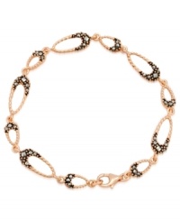 Add some glitter and glam to your look. Genevieve & Grace's pretty hammered link bracelet features sparkling marcasite in 18k rose gold over sterling silver. Approximate length: 7-1/2 inches.