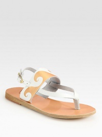 Embellished by a signature goldtone wing, this leather slingback has a wave-inspired design, wide strap and thong front. Leather upperLeather lining and soleMade in GreeceOUR FIT MODEL RECOMMENDS ordering true whole size; ½ sizes should order the next whole size up. Embellished by a signature goldtone wing, this leather slingback has a wave-inspired design, wide strap and thong front. Leather upperLeather lining and soleMade in GreeceOUR FIT MODEL RECOMMENDS ordering true whole size; ½ sizes should order the next whole size up.