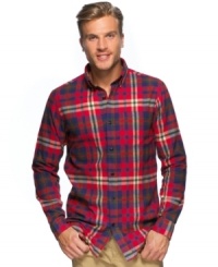 A fall staple, this plaid flannel shirt from Argylecutlure keeps your look seasonally savvy. A fall staple, this plaid flannel shirt from Argylecutlure keeps your look seasonally savvy.