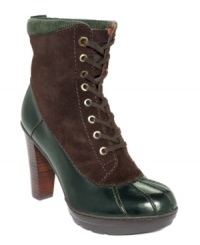 Transform your outfit with the one-two punch of suede and leather on Tommy Hilfiger's Harper booties. Transform your outfit with the one-two punch of suede and leather on Tommy Hilfiger's Harper booties.