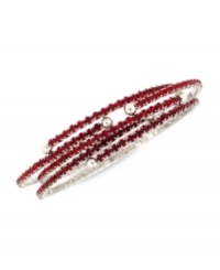 Simple chic. The stylish coil bracelets in this set from Nine West are crafted from silver-tone mixed metal with colorful red glass stones adding a vibrant touch. Approximate diameter: 2-1/4 inches. Simple chic. The stylish coil bracelets in this set from Nine West are crafted from silver-tone mixed metal with colorful red glass stones adding a vibrant touch. Approximate diameter: 2-1/4 inches.