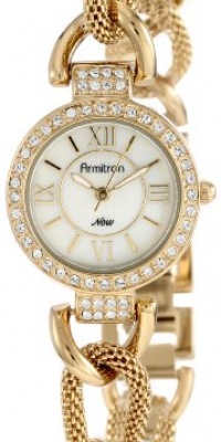 Armitron Women's 75/4070MPGP Swarovski Crystal Accented Gold-Tone Rope Chain Link Bracelet Watch Armitron Women's 75/4070MPGP Swarovski Crystal Accented Gold-Tone Rope Chain Link Bracelet Watch