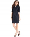 Dark denim gets a turn as this sleek dress from T Tahari. (Clearance)